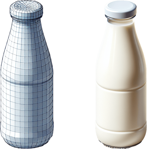 A bottle of milk.
Single Game Texture. In-Game asset. 2d. Blank background. High contrast. No shadows.