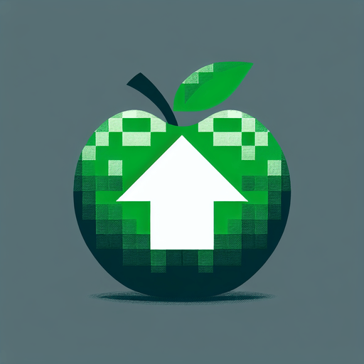 a white " ^" on a green apple..
Single Game Texture. In-Game asset. 2d. Blank background. High contrast. No shadows.