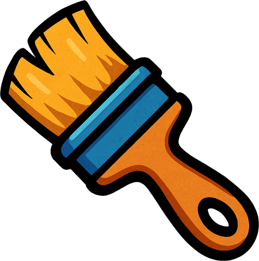 Paint brush.
In-Game asset.  2d.  High contrast.  No shadows