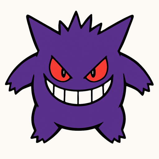 Gengar visto desde arriba.
In-Game asset.  2d.  High contrast.  No shadows