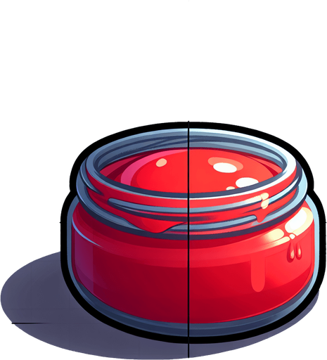 Red round jam matte finish.
Single Game Texture. In-Game asset. 2d. Blank background. High contrast. No shadows.