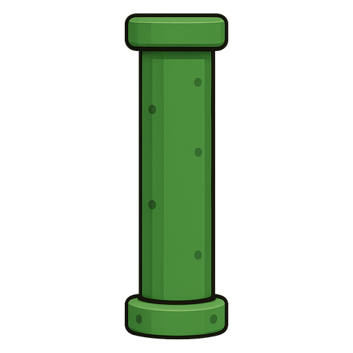 Tubería recta vertical color verde. No background. Transparent background. Blank background. No shadows. 2d. In-Game asset. flat