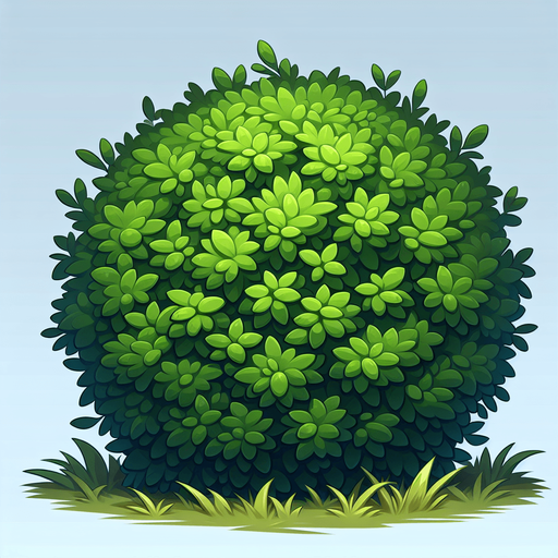 bush.
Single Game Texture.  In-Game asset.  2d.  Blank background.  High contrast.  No shadows