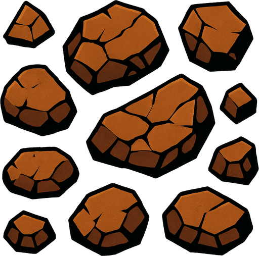 üstten bakılan kaya parçaları.
In-Game asset.  2d.  High contrast.  No shadows