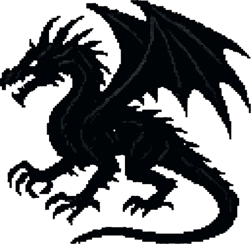 Shadow drake dark souls style 2d pixel art.
In-Game asset.  2d.  High contrast.  No shadows