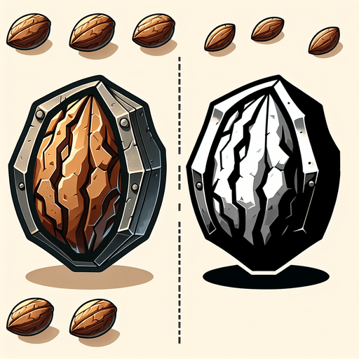 iron walnut, side view, cartoon.
Single Game Texture. In-Game asset. 2d. Blank background. High contrast. No shadows.