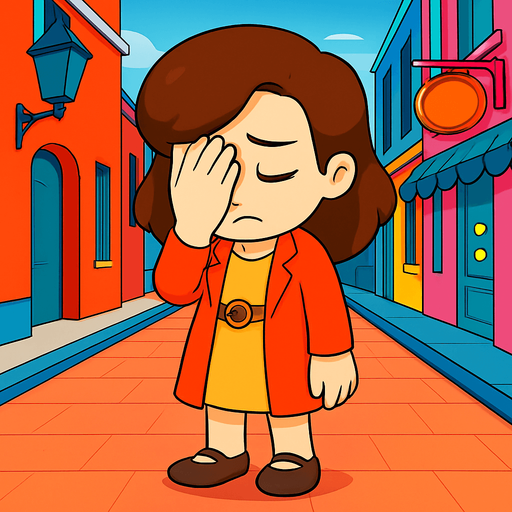 Make her facepalm and look down frustrated