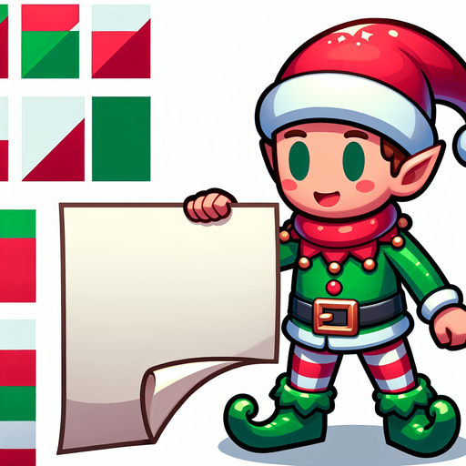 a simple elf christmas blank paper..
Single Game Texture. In-Game asset. 2d. Blank background. High contrast. No shadows.