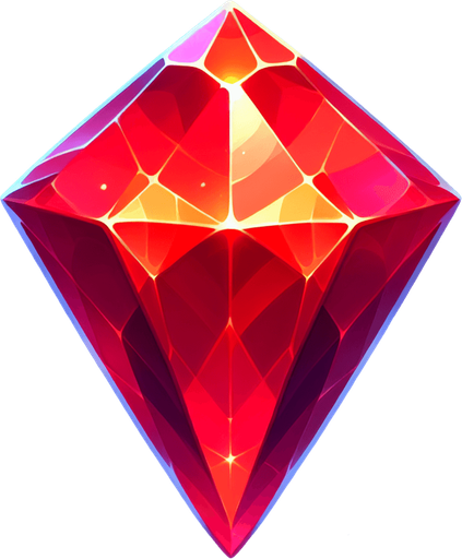 A red gem.
Single Game Texture.  In-Game asset.  2d.  Blank background.  High contrast.  No shadows