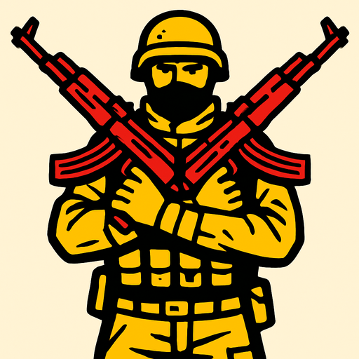 soldier with 2 kate ak47 in his hand.
In-Game asset.  2d.  High contrast.  No shadows