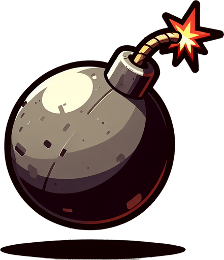 bomb transparent background.
Single Game Texture. In-Game asset. 2d. Blank background. High contrast. No shadows.