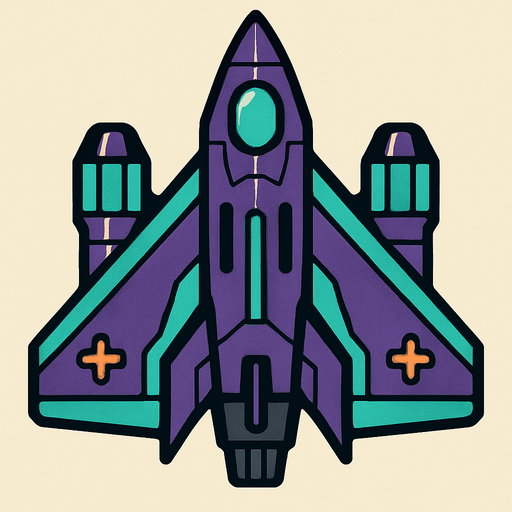 spaceship seen from above.
In-Game asset.  2d.  High contrast.  No shadows