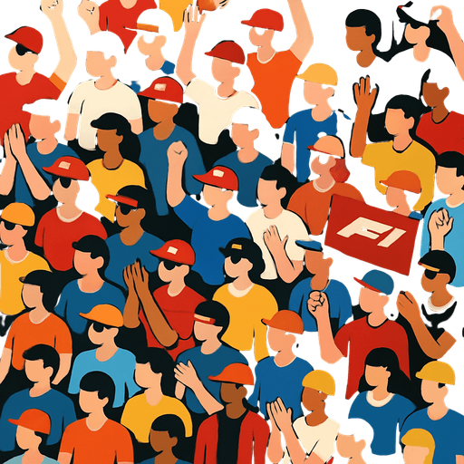 bird's-eye view of the F1 spectator crowd.
In-Game asset.  2d.  High contrast.  No shadows