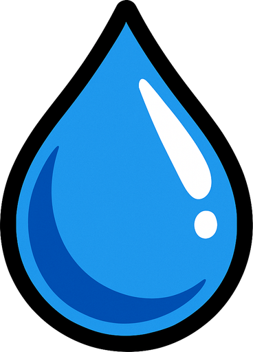 gota de agua en 2d.
In-Game asset.  2d.  High contrast.  No shadows