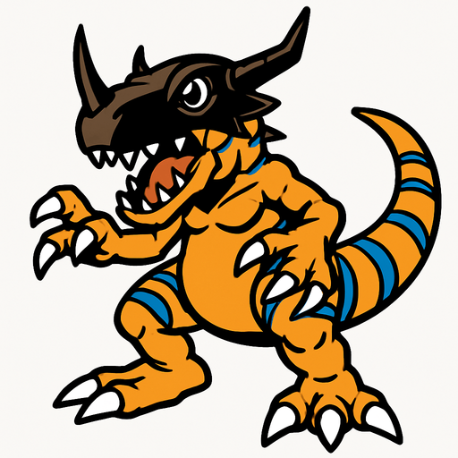 Greymon.
In-Game asset.  2d.  High contrast.  No shadows
