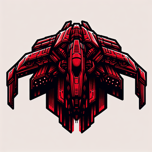 Evil alien spaceship red.
Single Game Texture.  In-Game asset.  2d.  Blank background.  High contrast.  No shadows