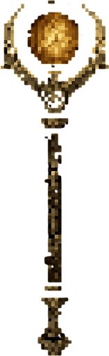 Büyü asası logosu Dark souls style 2d pixel art.
In-Game asset.  2d.  High contrast.  No shadows