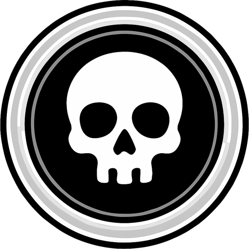 bir düğme ama içinde kurukafa .işareti olsun şeffaf.
In-Game asset.  2d.  High contrast.  No shadows