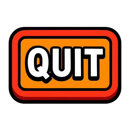Quit button for video game.
In-Game asset.  2d.  High contrast.  No shadows