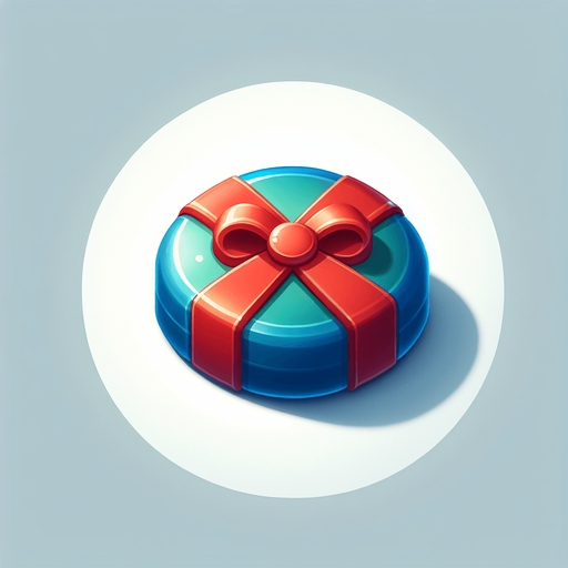 a round christmas gift.plastic style. Single Game Texture. In-Game asset. 2d. Blank background. High contrast. No shadows.