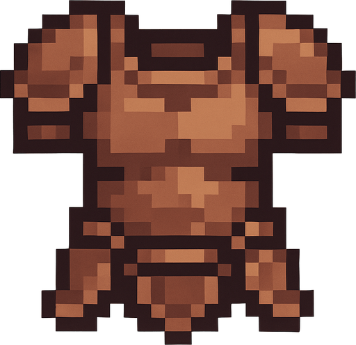 brown pixel light armor for 2d games.
In-Game asset.  2d.  High contrast.  No shadows