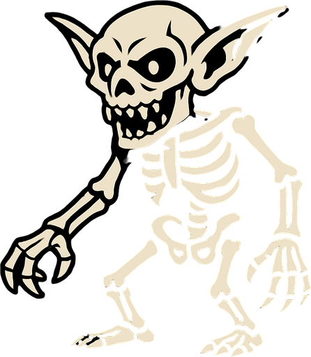 kemikli iskelet goblin.
In-Game asset.  2d.  High contrast.  No shadows