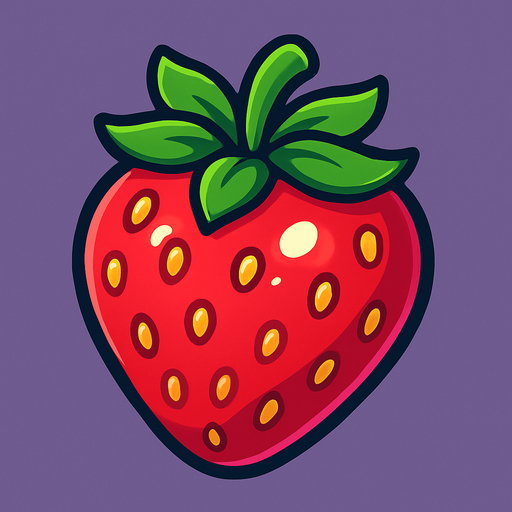 Shiney strawberry vector.
In-Game asset.  2d.  High contrast.  No shadows