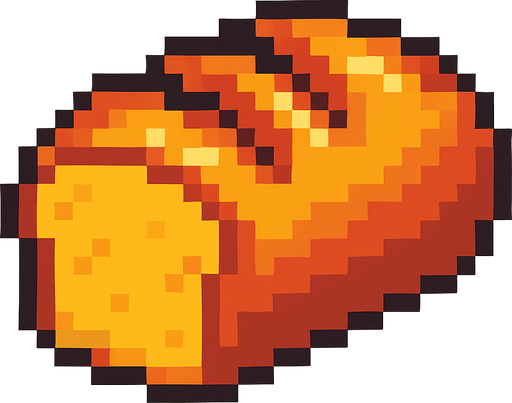 Bread, pixelart.
In-Game asset.  2d.  High contrast.  No shadows