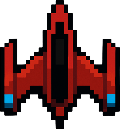 nave de space in vader de pixeles.
In-Game asset.  2d.  High contrast.  No shadows
