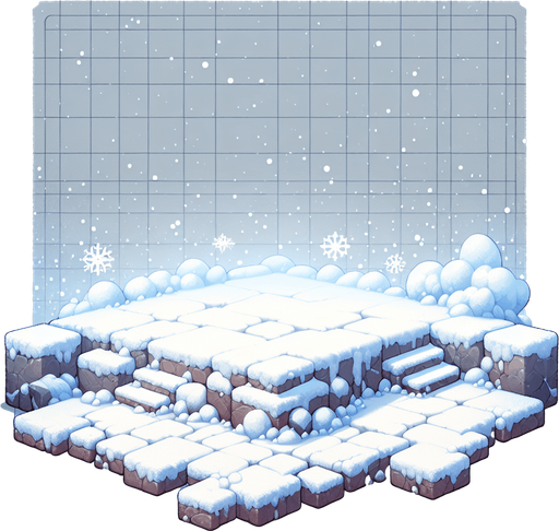 2d platform snowy ground.
Single Game Texture. In-Game asset. 2d. Blank background. High contrast. No shadows.