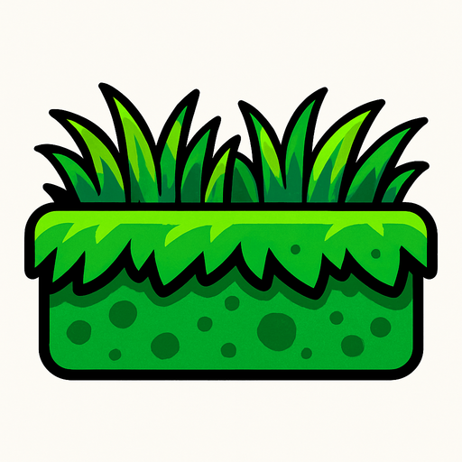 Que sea un un bloque alargado dd pasto.
In-Game asset.  2d.  High contrast.  No shadows