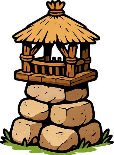 Taş devri Kule.
In-Game asset.  2d.  High contrast.  No shadows