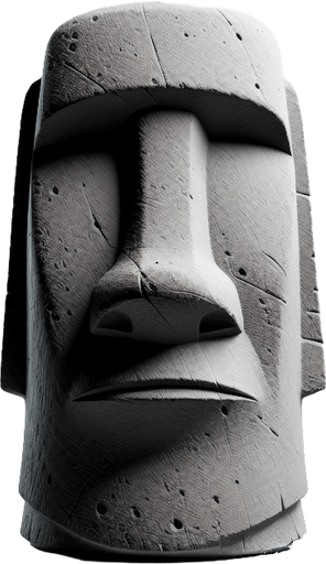 una cabeza de moai redonda.
Single Game Texture.  In-Game asset.  2d.  Blank background.  High contrast.  No shadows