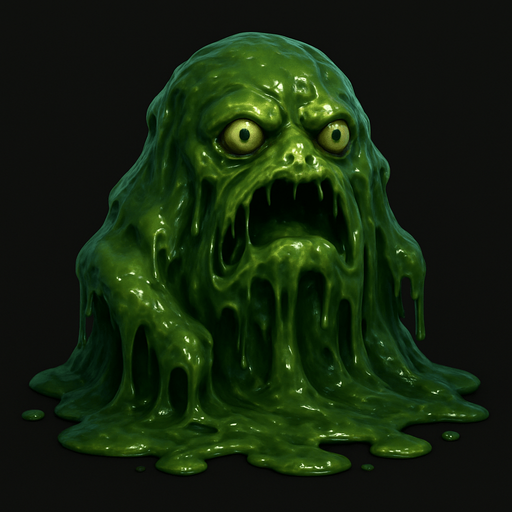realistic slime monster.
In-Game asset.  2d.  High contrast.  No shadows