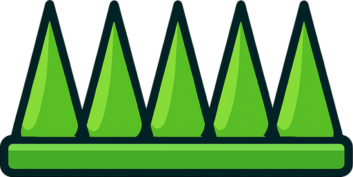Spikes 2d game green.
In-Game asset.  2d.  High contrast.  No shadows