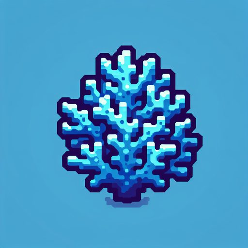 Blue coral.
Single Game Texture.  In-Game asset.  2d.  Blank background.  High contrast.  No shadows. Awesome. Cool