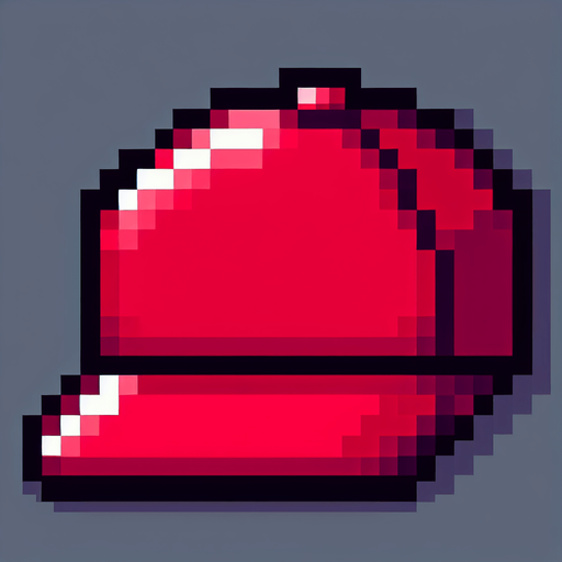 2d. 8-bit. red baseball cap. maga..
Single Game Texture. In-Game asset. 2d. Blank background. High contrast. No shadows.