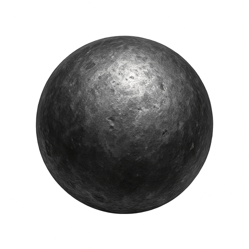 A Realistic İron Ball.No Shadows.
In-Game asset.  2d.  High contrast.  No shadows