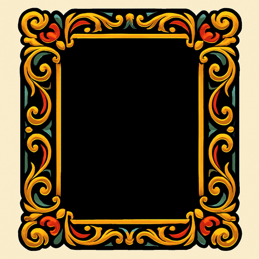 Süslü çerçeve kenarları dikdörtgen.
In-Game asset.  2d.  High contrast.  No shadows