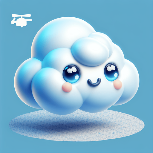 Generate a cartoon-style cloud with a cute smiling face. The cloud should be puffy and white with soft blue shadows and expressive eyes. Make it suitable for a colorful helicopter game..
Single Game Texture.  In-Game asset.  2d.  Blank background.  High contrast.  No shadows