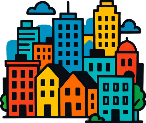 ciudad.
In-Game asset.  2d.  High contrast.  No shadows