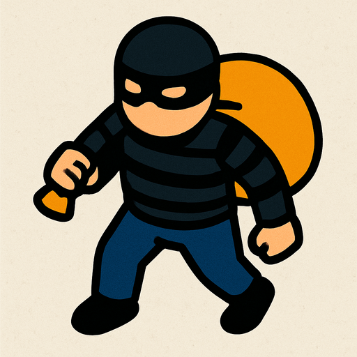 topdown thief.
In-Game asset.  2d.  High contrast.  No shadows