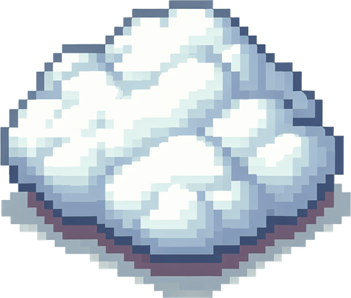 One single Fluffy cloud viewed from the top.
Single Game Sprite.  No background. No shadow
