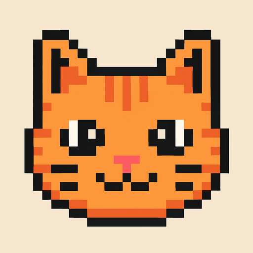 pixel art 2D cat head.
In-Game asset.  2d.  High contrast.  No shadows