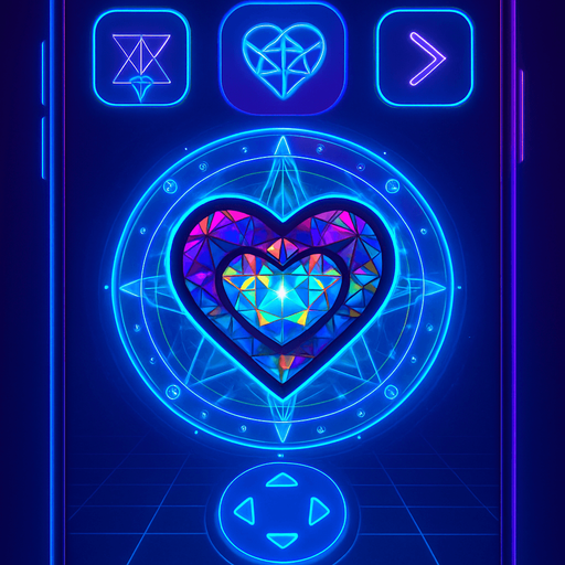 round directional arrows Neon cyberpunk mobile game trackpad too down flat 3d 2d hologram futuristic magic occult chic