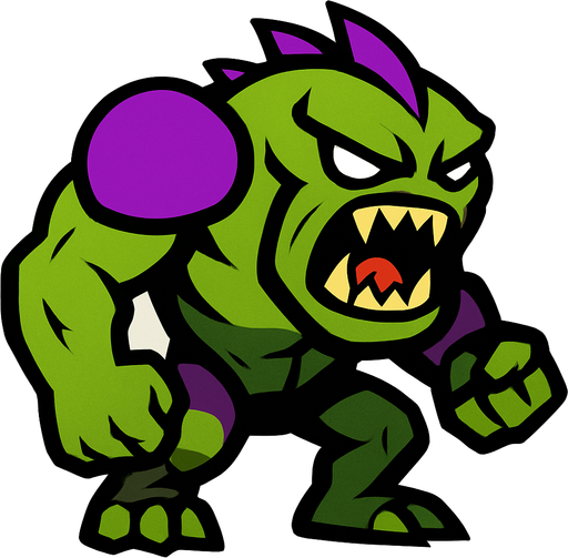 Savage alien strong 2d game.
In-Game asset.  2d.  High contrast.  No shadows