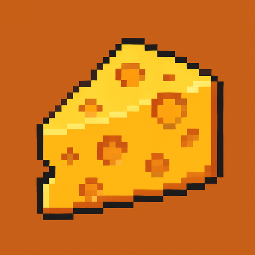 Cheese, pixelart.
In-Game asset.  2d.  High contrast.  No shadows