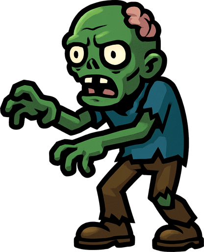 A zombie.
In-Game asset.  2d.  High contrast.  No shadows