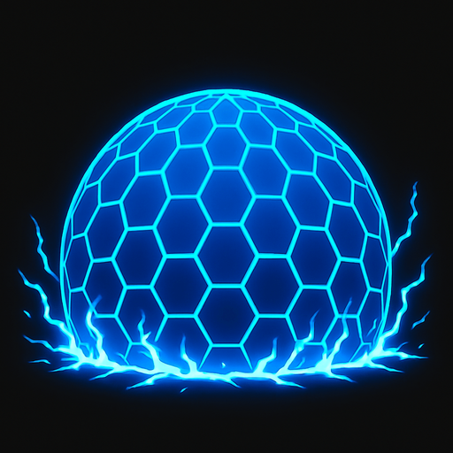 Электромагнитный щит в виде купола.
In-Game asset.  2d.  High contrast.  No shadows