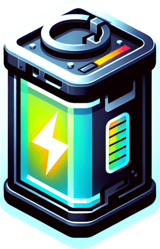 Контейнер с энергией.
Single Game Texture. In-Game asset. 2d. Blank background. High contrast. No shadows.